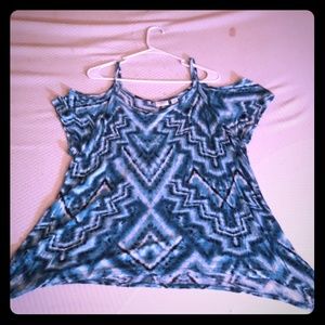 Blue tie-dyed tank top